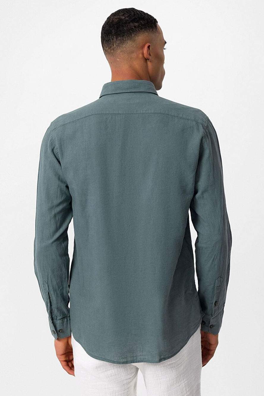Antioch Green Linen Blend Men's Shirt — Product image 5 of 6