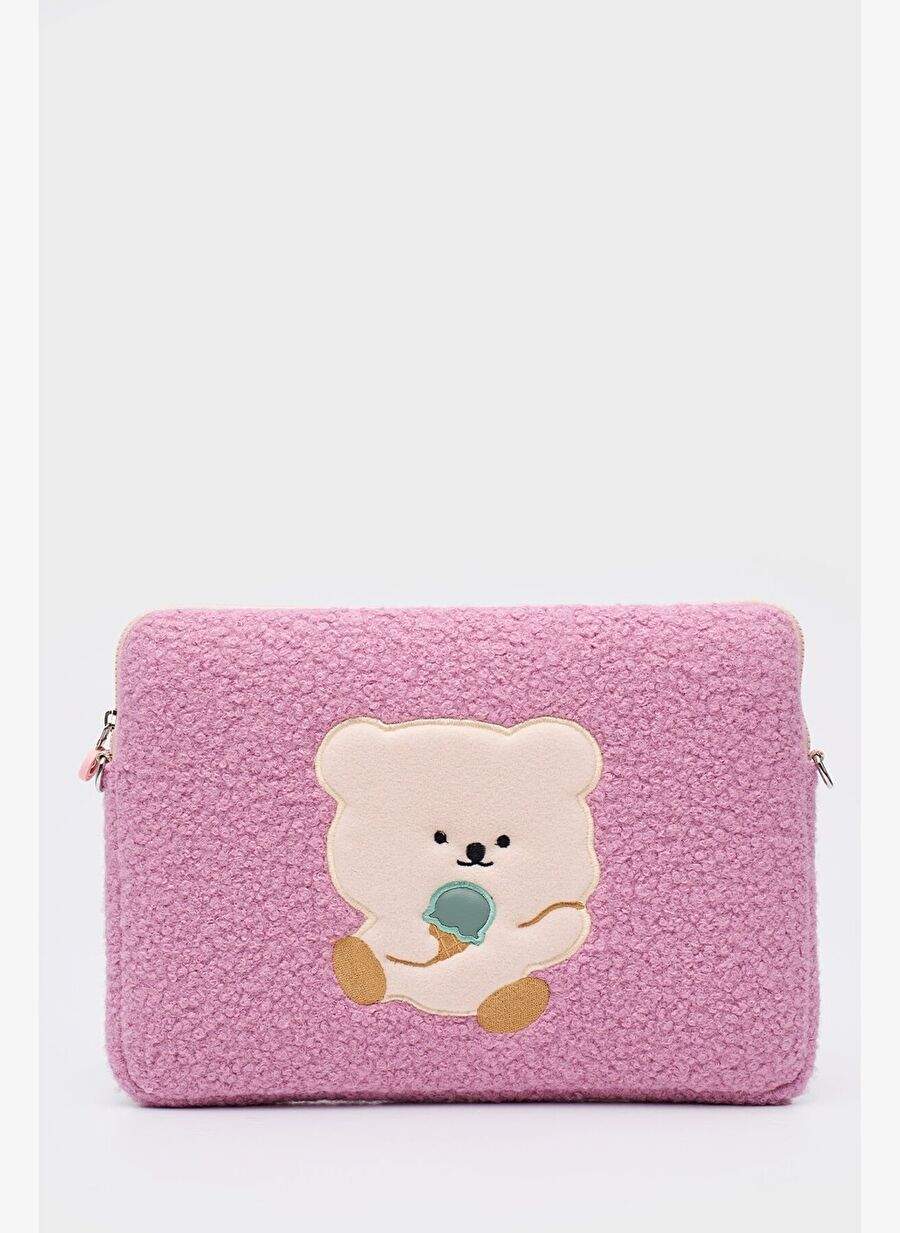 Teddy Bear Laptop Kılıfı 13" & 14" İnç Uyumlu Pembe — صورة المنتج 4 من 8