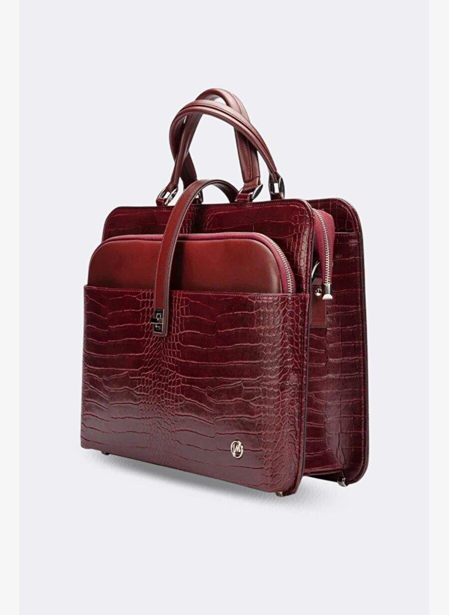 Kadın Evrak Laptop Çantası Kroko Bordo — Product image 3 of 7