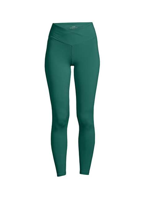 Casall 22500-412 Overlap High Waist Tights Kadın Yeşil Dar Paça Normal Kalıp Tayt