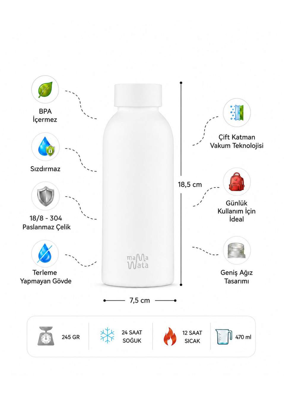 Confetti Light Blue Steel Thermos Drinker 470 ml — Product image 6 of 6