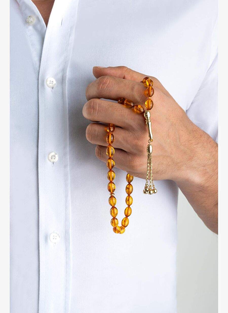Dogal Amber Kehribar Tasl 14 Ayar Altn Tesbih — Product image 17 of 30