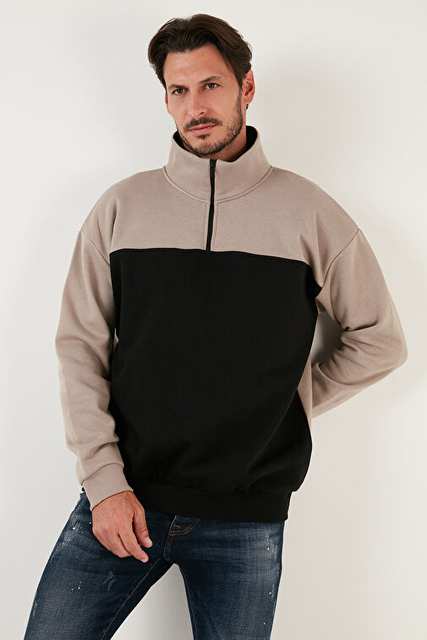Buratti Regular Fit Zippered Upright Collar With Feathered Soft Chardonnay Winter Sweat Men's SWEAT 5905343