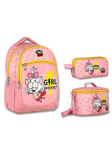 Umit Canta Kral Sakir Pembe Girl Power Kz Cocuk Uclu Ilkokul Canta Seti