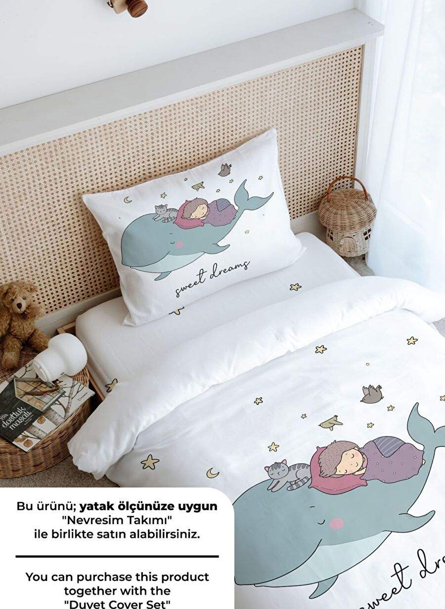 Single Person Rubber Sheet Set - Pure Baby Series - Whale and Child — صورة المنتج 4 من 4