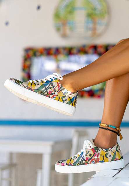 Women Vegan Leather Multicolor Sneakers - Beauty in Chaos Design