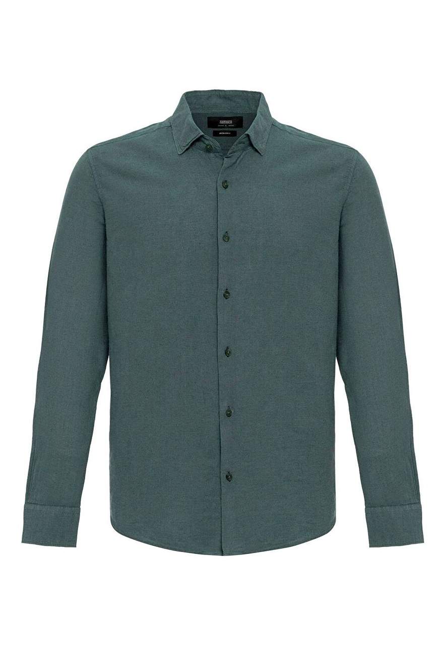 Antioch Green Linen Blend Men's Shirt — Product image 6 of 6