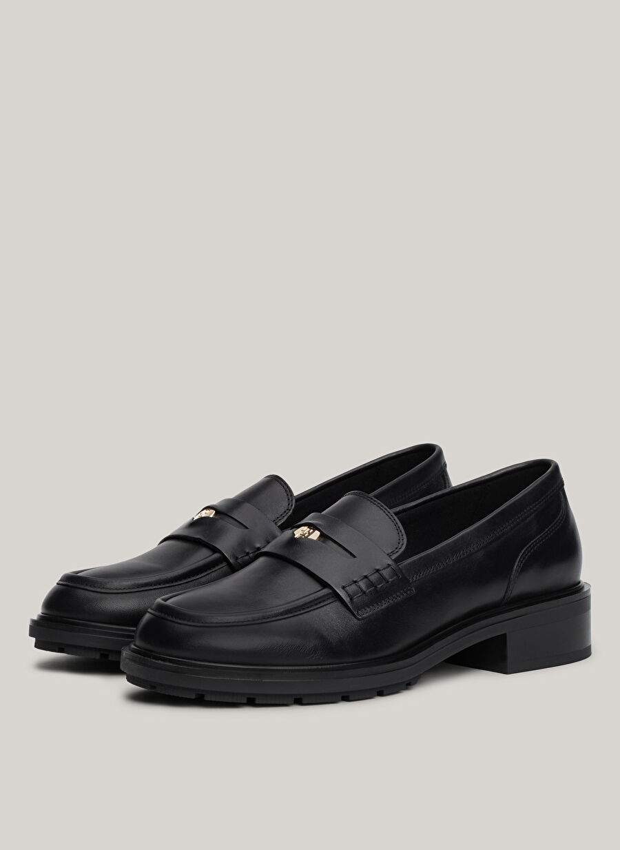 Tommy Hilfiger Siyah Kadn Deri Loafer Fw0fw08029bds — صورة المنتج 3 من 8