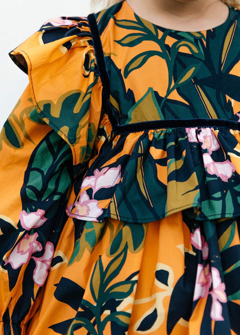 Colored Cotton Poplin Girl Dress With Retro Pattern — Product image 4 of 4