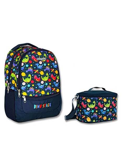 Cennec Black Dinosaurs Elementary School Backpack and Feeding Set - Boy's