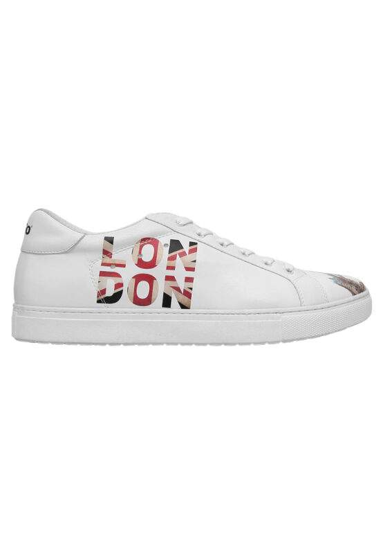 Men Vegan Leather White Sneakers - It's the Time for London Design — Product image 6 of 8