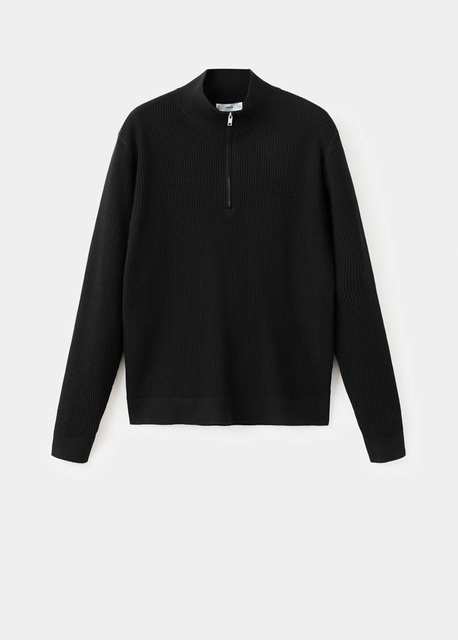 Ribbed sweater with zip neck