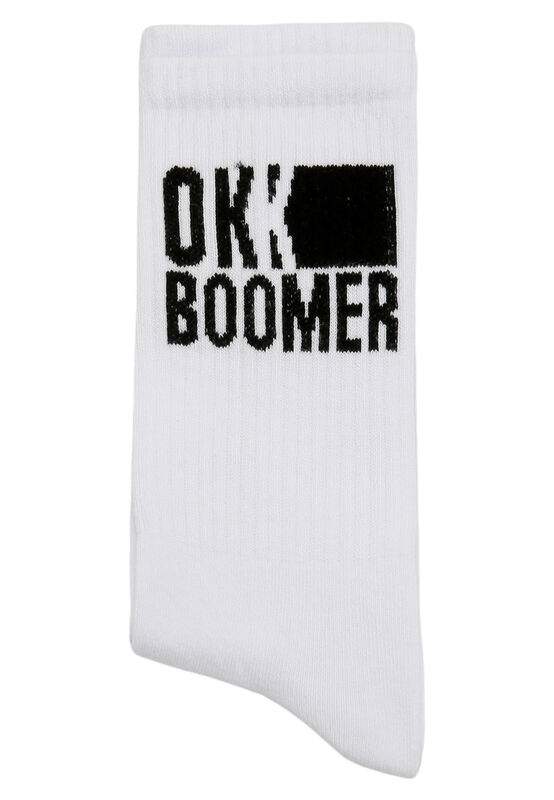 Unisex Vegan White Socks - Ok Boomer Design — Product image 3 of 5