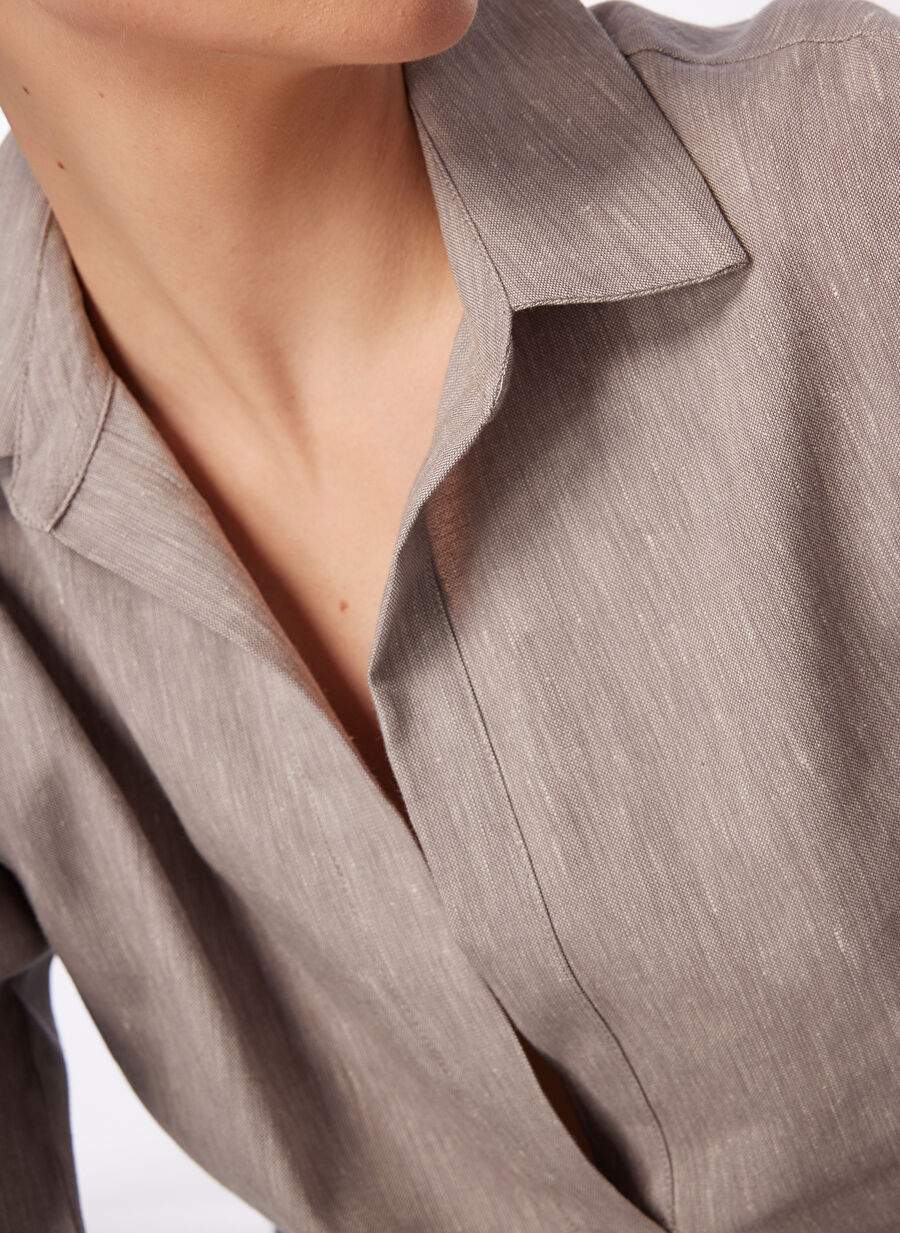 Factory Comfort Grey Kadn Genis Fit Linen Blouse Fc4sl Blz0055 — Product image 5 of 6