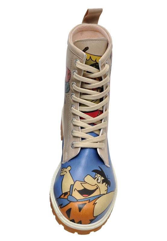 Women Vegan Leather Multicolor Long Boots - Warner Bros Family Rocks Flintstones Design — Product image 6 of 7