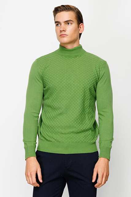 MEN'S GREEN STANDARD HALF FISHERMAN KNITWEAR