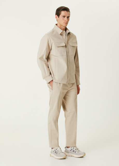 Beige Cords At The Waist Trousers