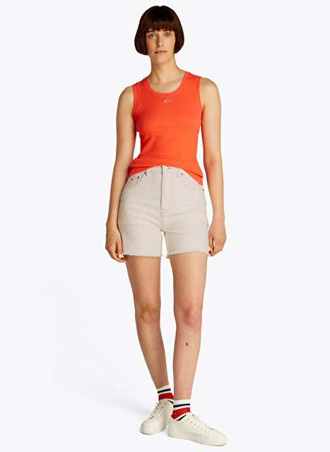 Tommy Jeans Bej Kadn Mom Fit Denim Sort Dw0dw200931ce