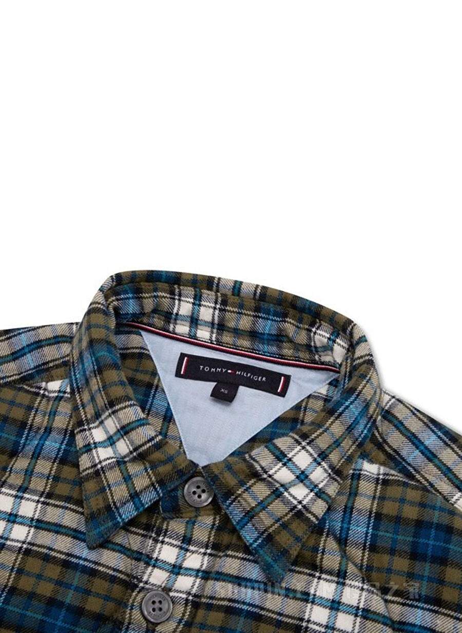 Tommy Hilfiger Slim Fit Düğmeli Yaka Yeşil Erkek Gömlek MW0MW328590N1 — صورة المنتج 4 من 5