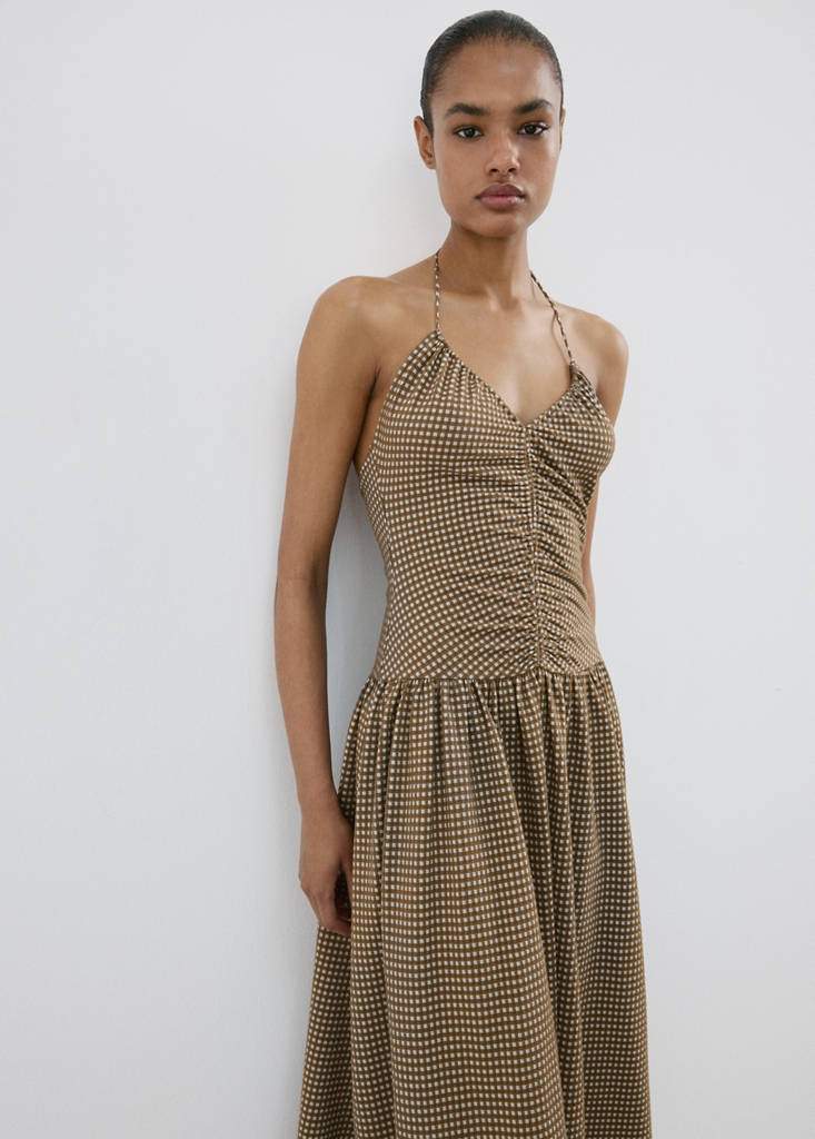 Midi dress with ruched check detail — Product image 3 of 8