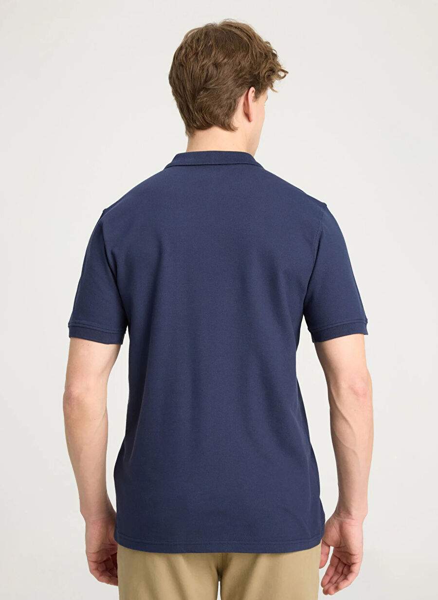 Navy Blue Men's 100% Cotton Polo T-Shirt W7D5K4XX2T410 Short Sleeve Polo Tshir — Product image 5 of 5