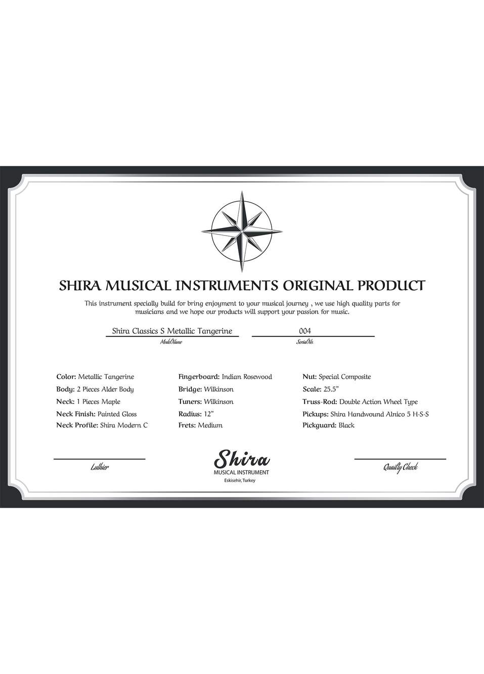 Shira Classic S Metallic Tangerine Elektro Gitar — Product image 7 of 7