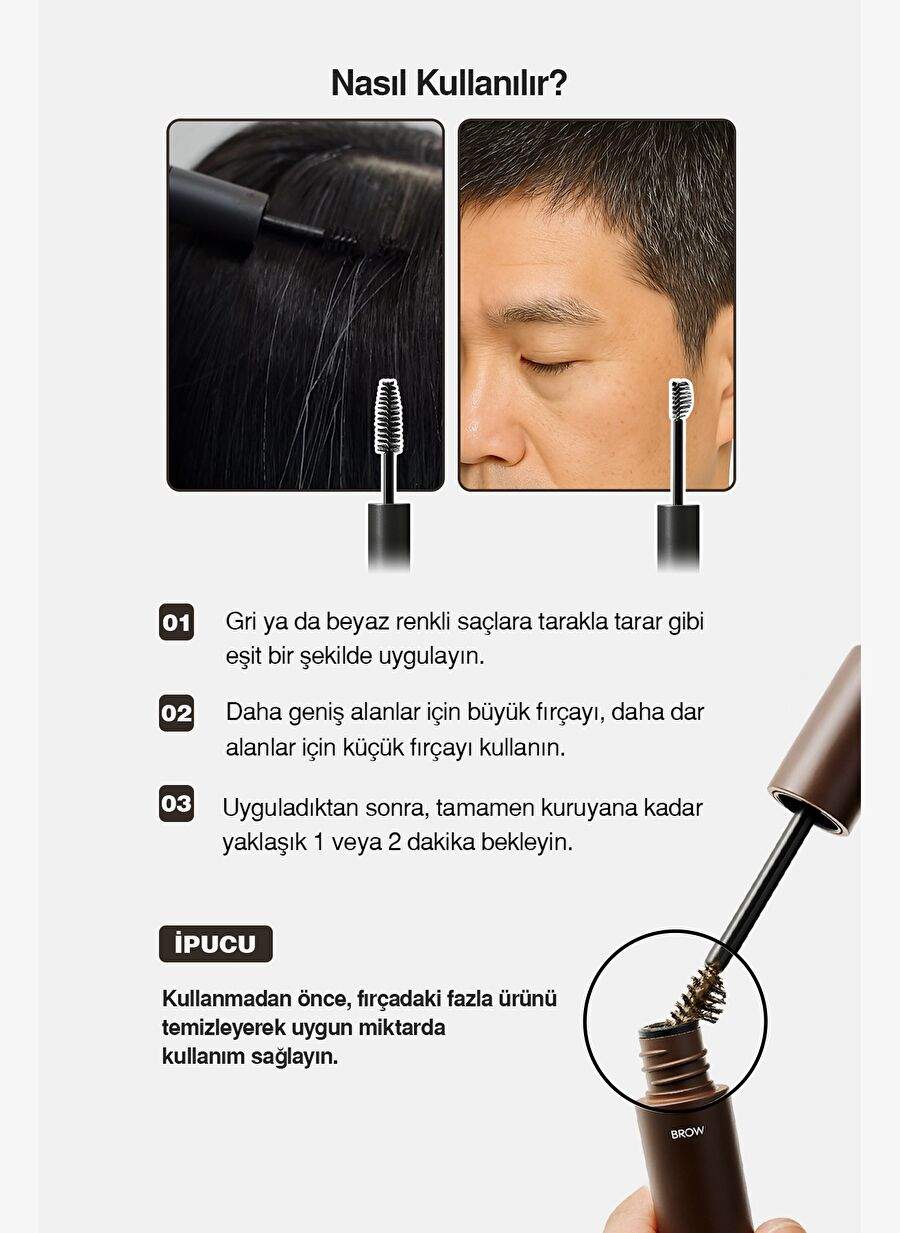 Water and Sweat Resistant, Closet Coffee Hair-Washing Mascara DASHU Daily Dual Hair Cover Mascara [Brown] — صورة المنتج 7 من 8