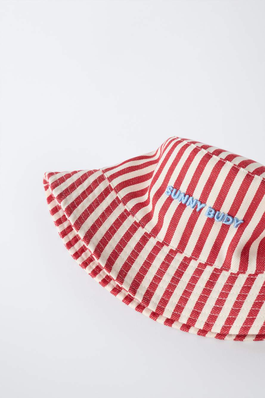 STRIPED BUCKET HAT WITH EMBROIDERED TEXT — Product image 3 of 4