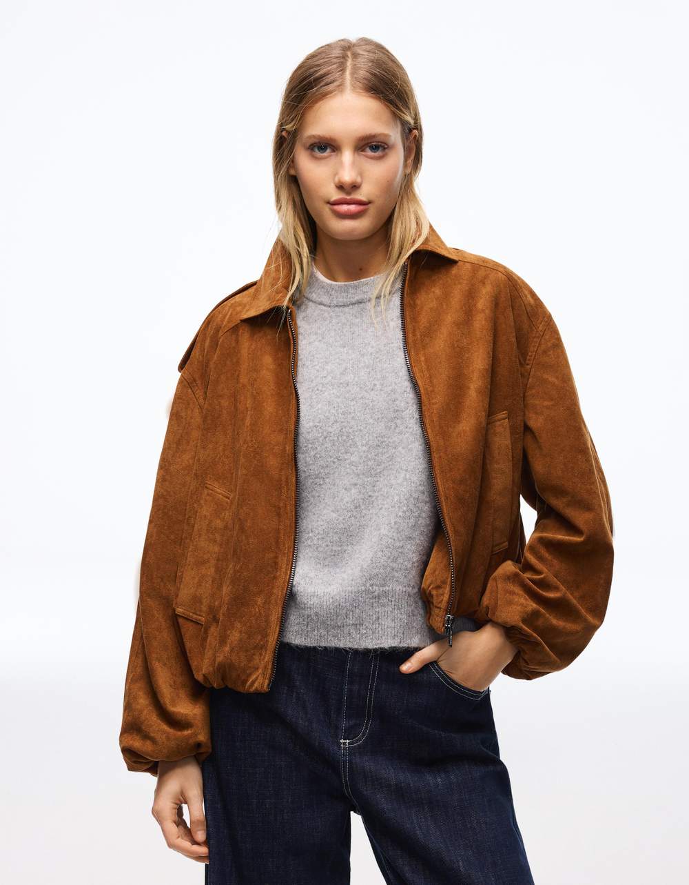 Balloon fit faux suede jacket — صورة المنتج 4 من 10