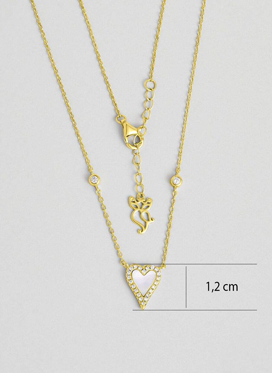 Sedef Kalbi 18 Ayar Sar Altn Kaplama 45 Cm Gumus Kolye — Product image 12 of 40
