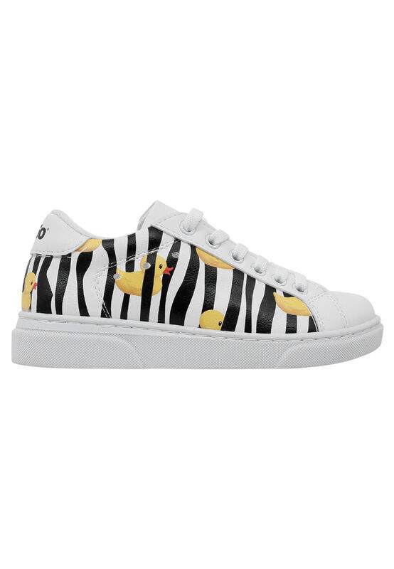 Unisex Kids Vegan Leather White Sneakers - Ducky Design — Product image 6 of 8