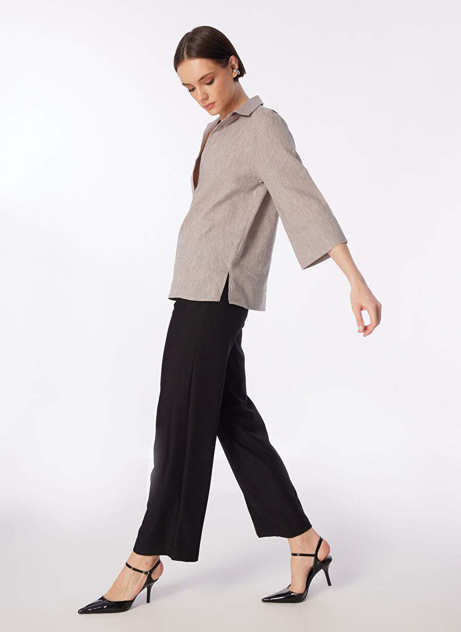 Factory Comfort Grey Kadn Genis Fit Linen Blouse Fc4sl Blz0055 — Product image 3 of 6
