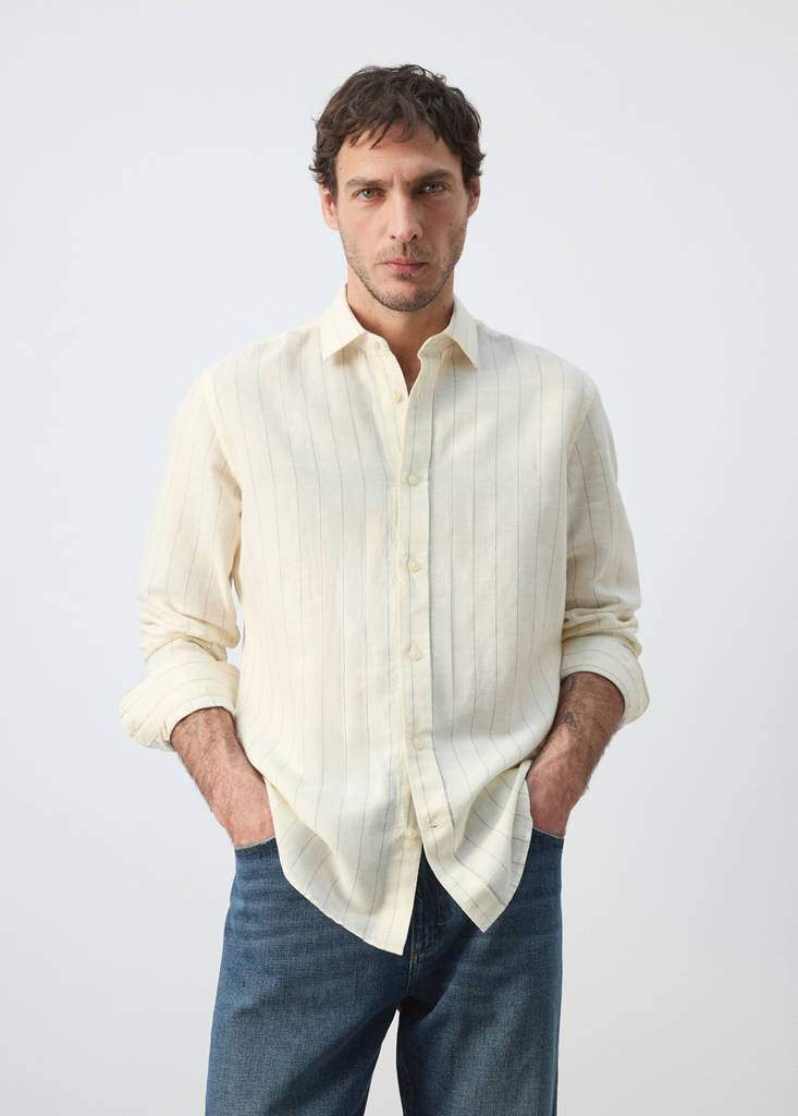 Regular-fit striped cotton-linen shirt — Product image 12 of 26