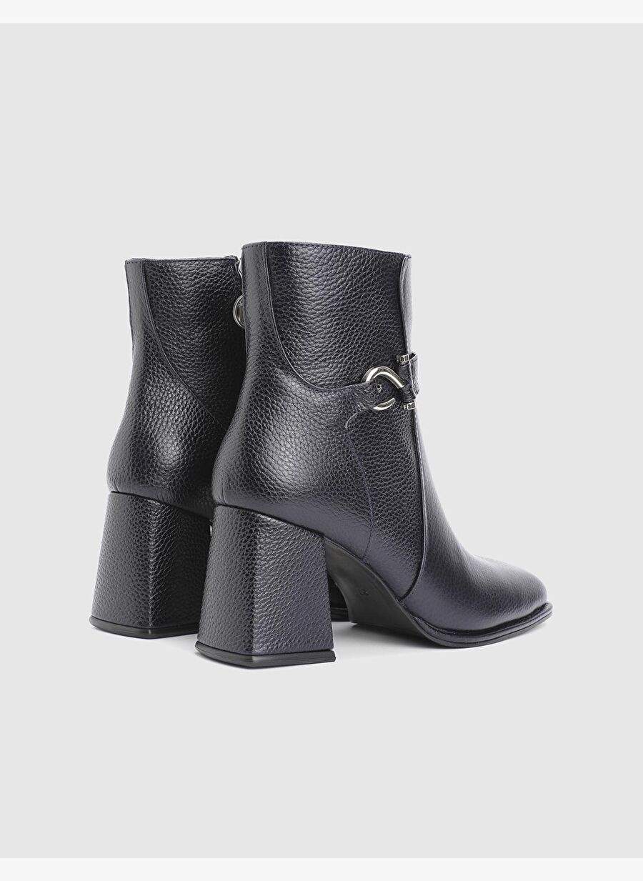 Digna Hakiki Floter Deri Lacivert Kadın Topuklu Bot — Product image 4 of 4