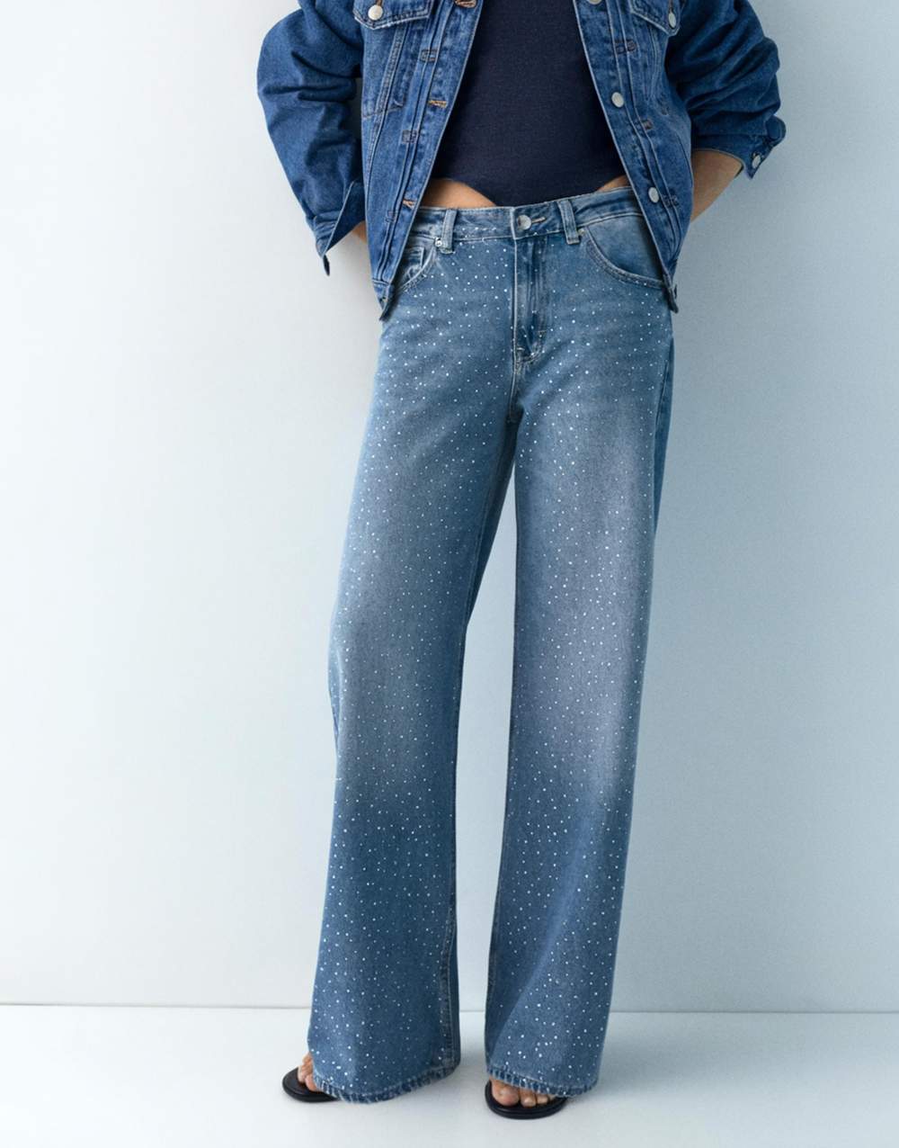 Straight-leg baggy jeans with rhinestones — Product image 13 of 38