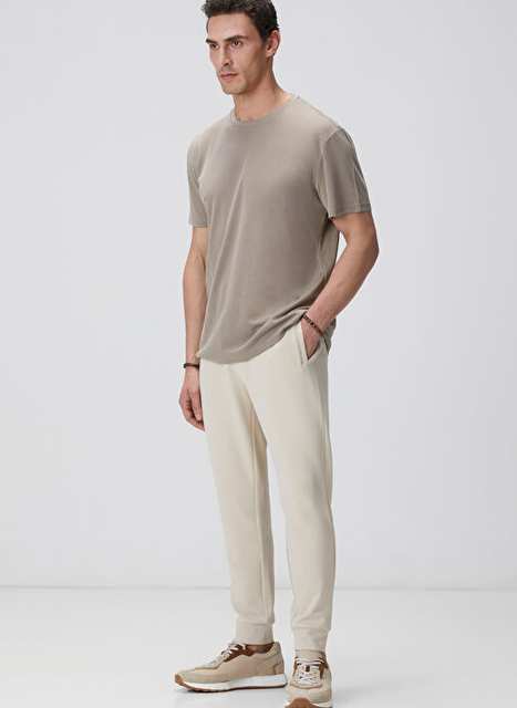 Network Bej Erkek Slim Fit Esofman Alt