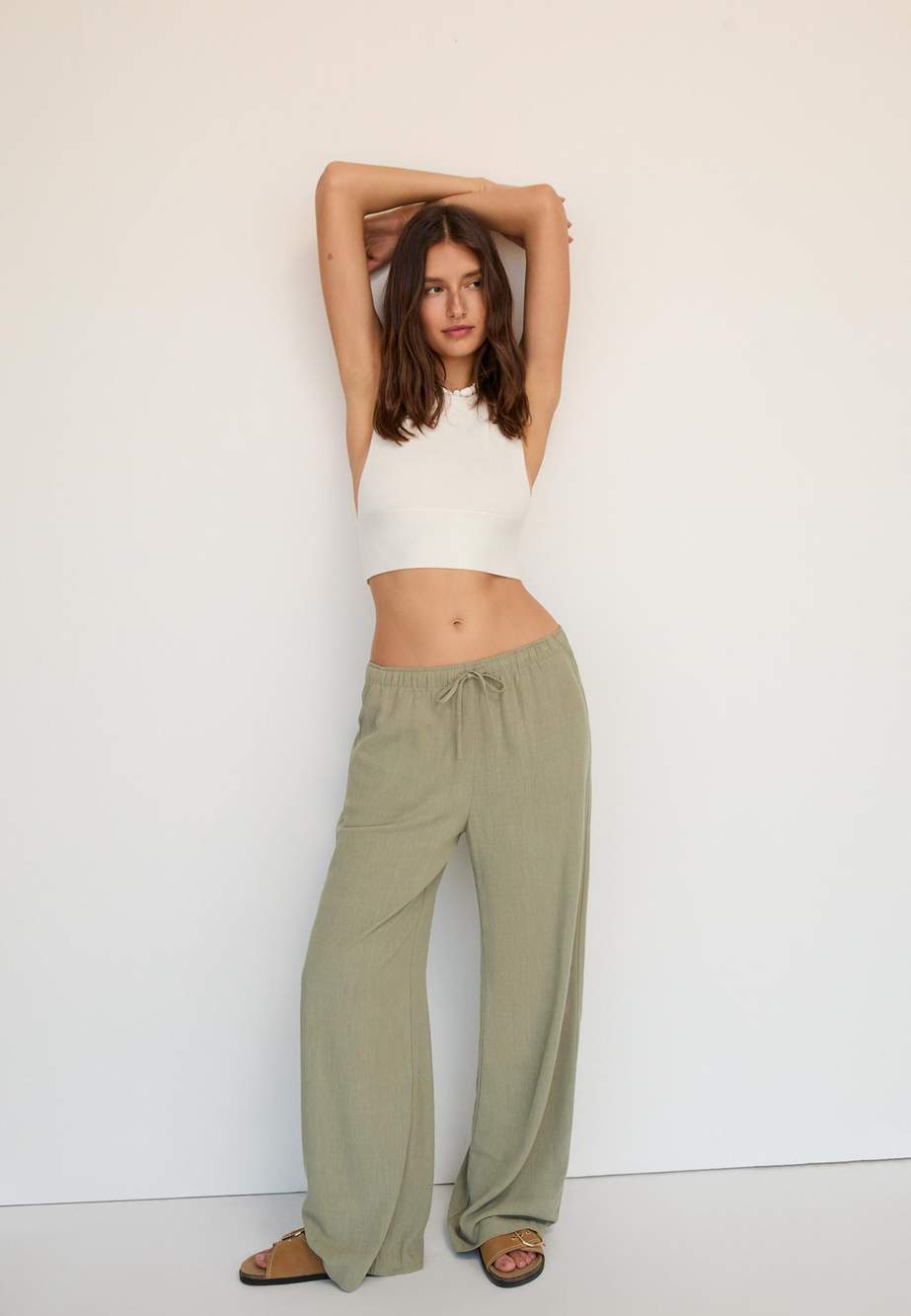 Flowing linen-effect trousers — Product image 9 of 51