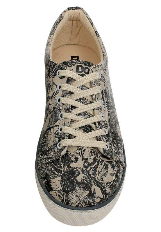 Men Vegan Leather Beige Sneakers - The Life Of Dogs Design — Product image 5 of 7