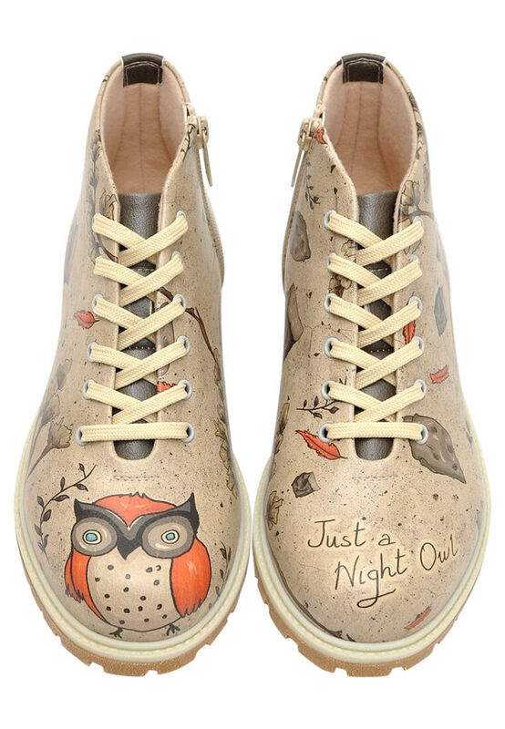 Women Vegan Leather Beige Zipper Ankle Boots - Night Owl Design — Product image 3 of 7