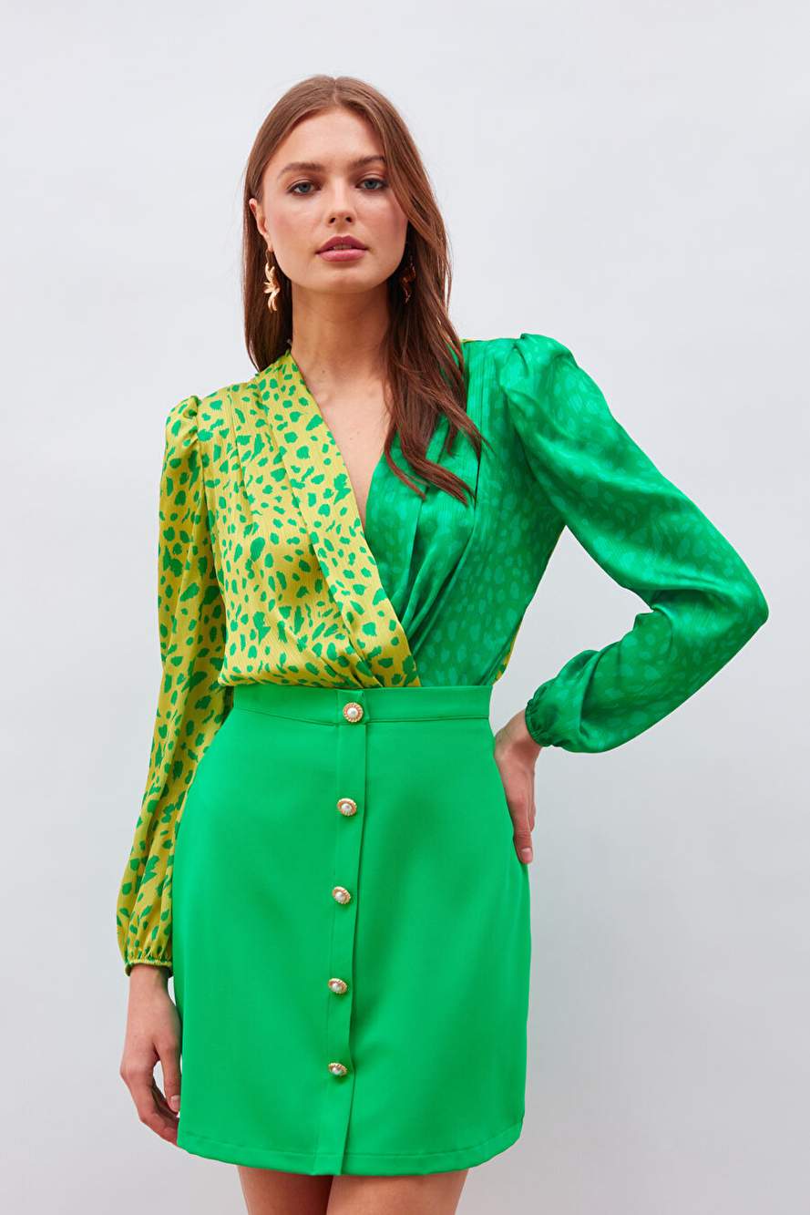 Kruvaze Desenli Bodysuit Sar Ekru — Product image 22 of 30