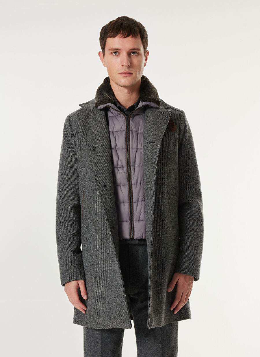 Grey Melange Men's Wool Blend Coat FC4WM-PLT 2953 — Product image 4 of 6