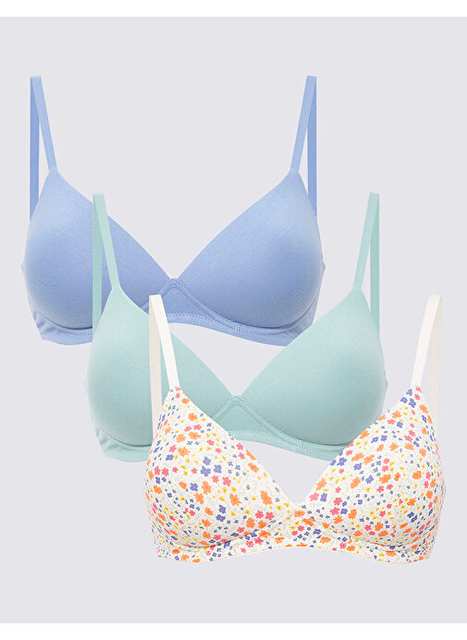 Cotton T-Shirt Bra Set With 3 Support