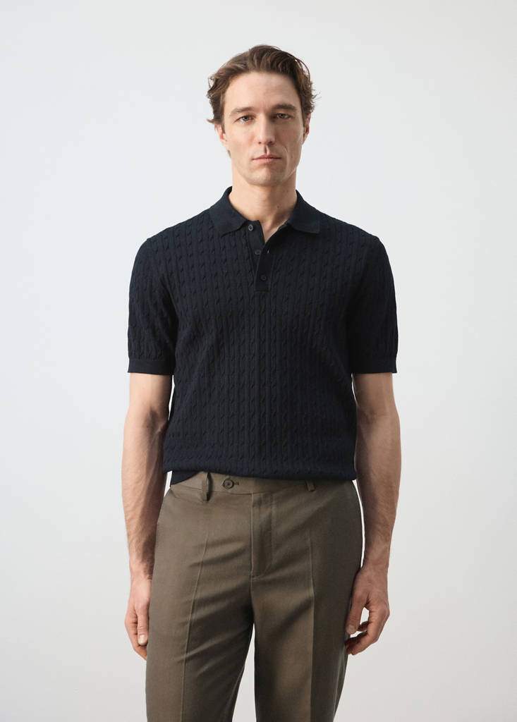 100% cotton braided knitted polo shirt — Product image 24 of 29