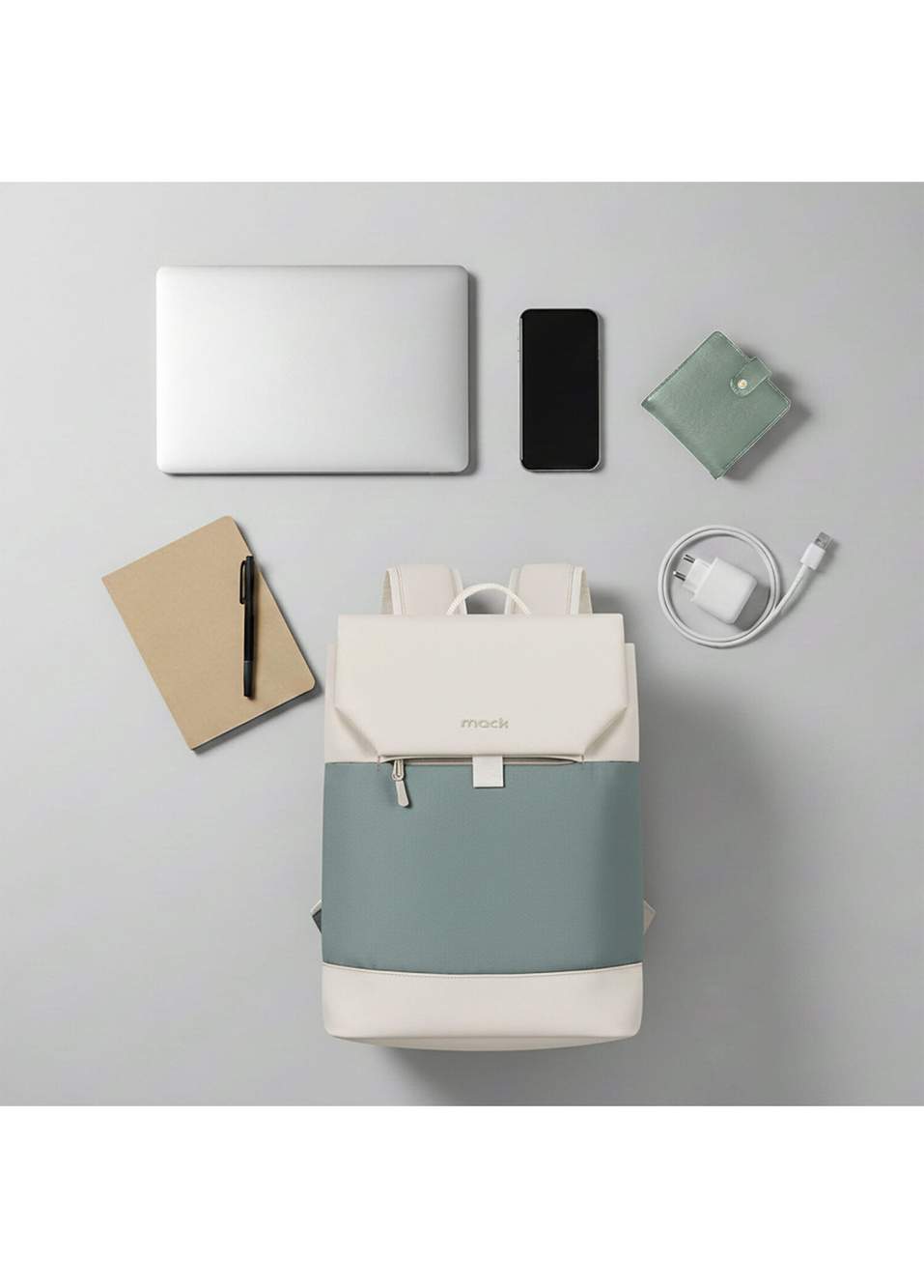 MCE-1307 14.1" Zen Eco Green Beige Casual Backpack — Product image 7 of 8