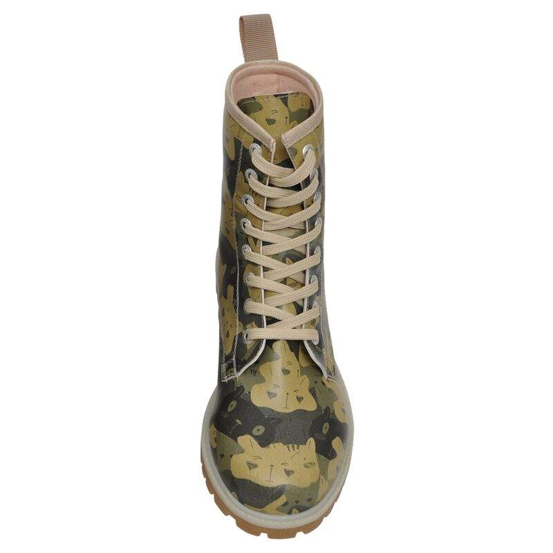 Women Vegan Leather Green Long Boots - Catmouflage Design — Product image 5 of 7