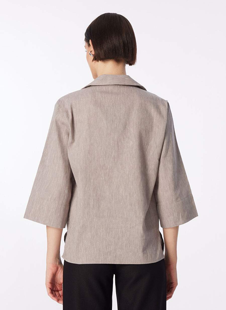 Factory Comfort Grey Kadn Genis Fit Linen Blouse Fc4sl Blz0055 — Product image 6 of 6