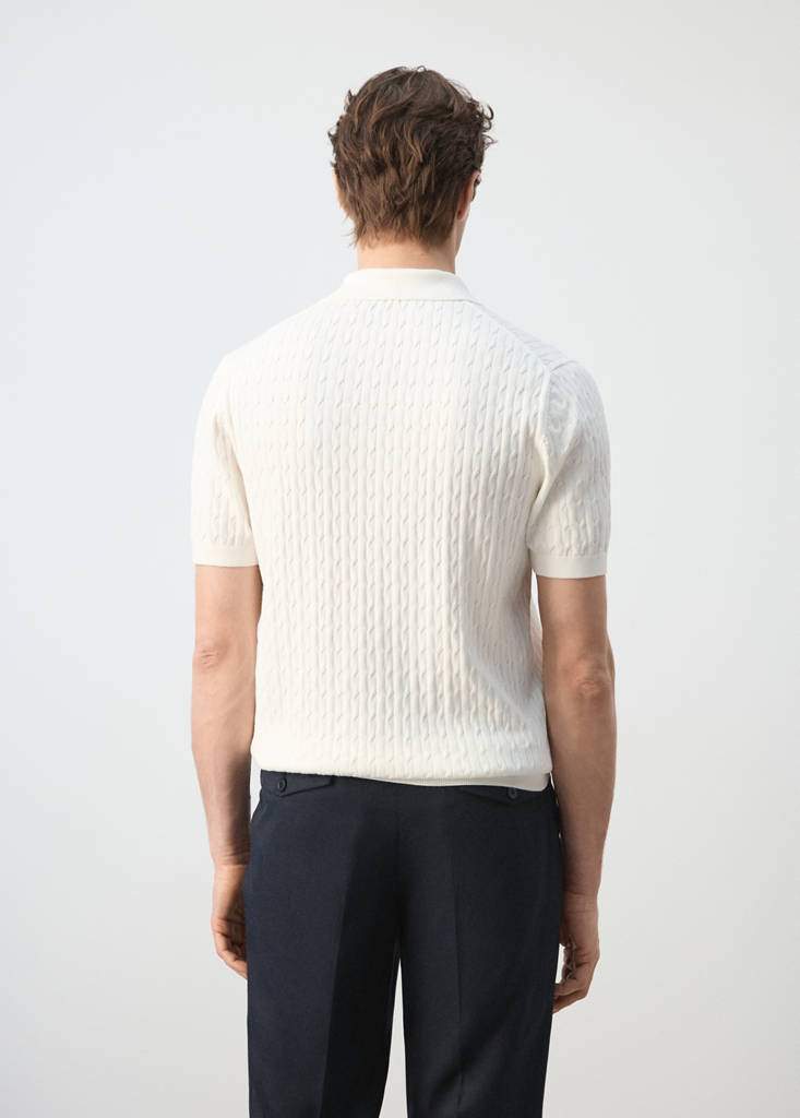 100% cotton braided knitted polo shirt — Product image 16 of 29