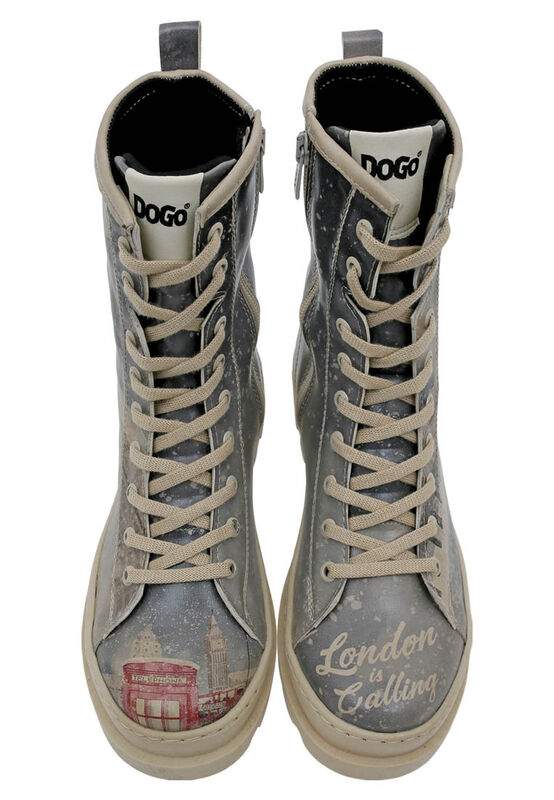 Women Vegan Leather Gray Zipper Long Boots - London is Calling Design — Product image 3 of 8