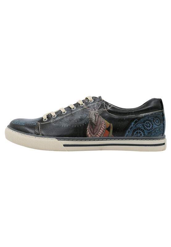 Men Vegan Leather Navy Blue Sneakers - Time's Up Deer Design — صورة المنتج 4 من 7