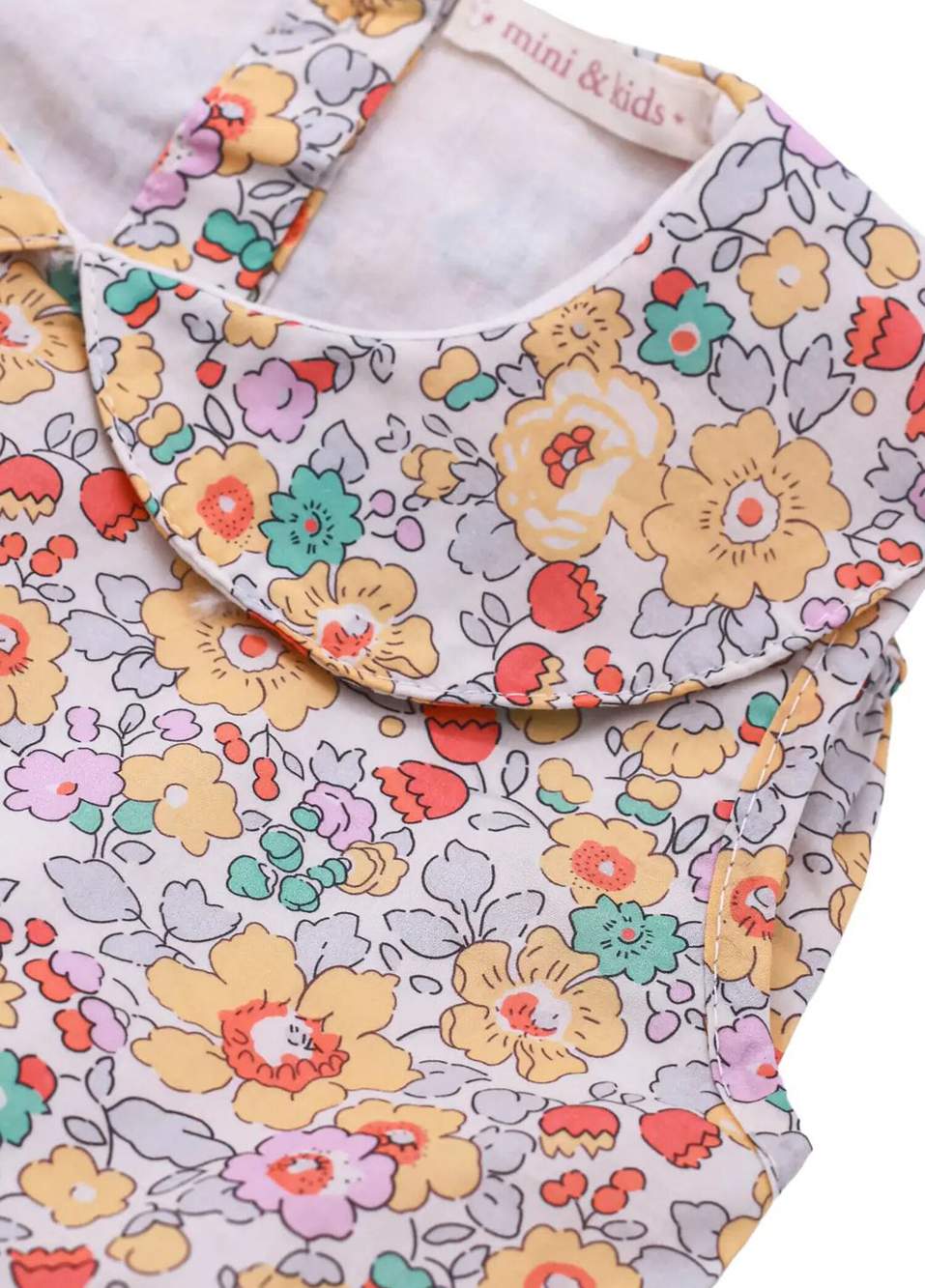 Betsy Yellow Liberty Flower Pattern Babe Collar Sleeveless Girl Children Dress — Product image 5 of 6